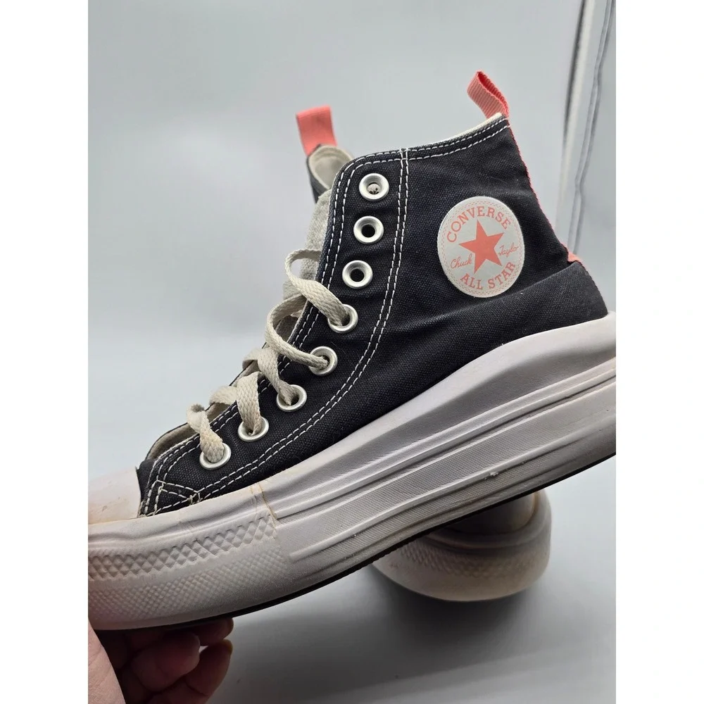 Converse Chucks All Star Move High Top Black Pink Kids Platform Sneakers 4.5